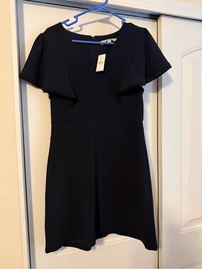 Loft Navy Flutter-Sleeve A-Line Dress - Women